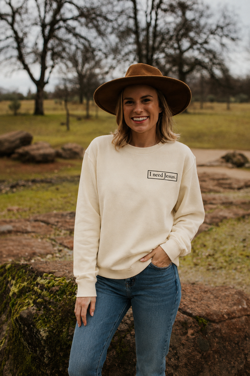 I need Jesus. - Been Carried Crewneck (Isaiah 46:4) - Women's
