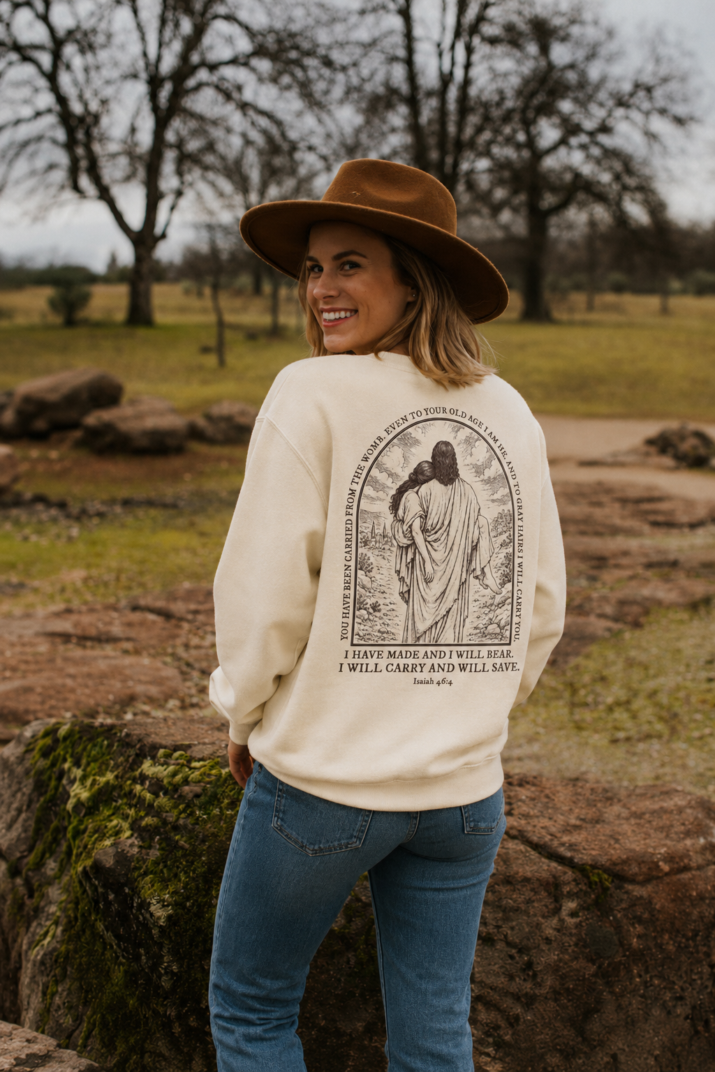 I need Jesus. - Been Carried Crewneck (Isaiah 46:4) - Women's